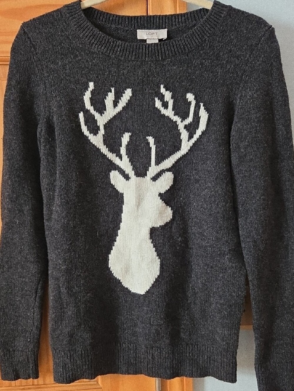 Loft XS Cozy Charcoal Deer Sweater - Women's NWOT